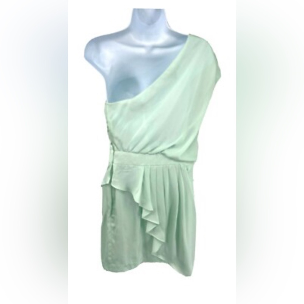 BCBGeneration Mint Green One-Shoulder Prom Dress